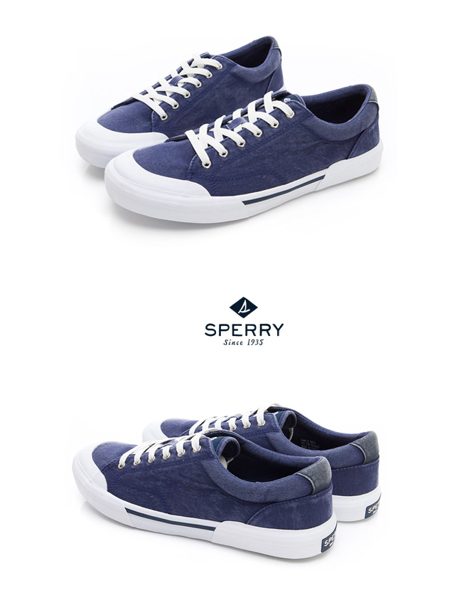 SPERRY 復刻精彩水洗帆布休閒鞋(男)-深藍