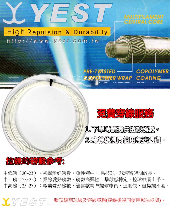 YEST 雅思特 - 全碳纖維羽球拍 YS-T900