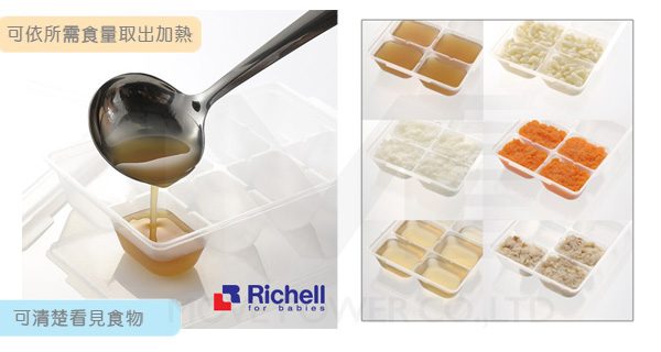 【任選】日本《Richell-利其爾》寶寶副食品冷凍分裝盒(50MLx6格/兩片)x6