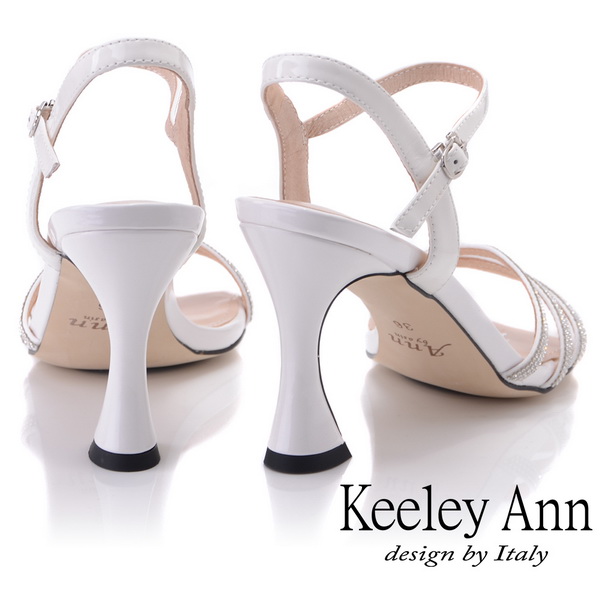 Keeley Ann耀眼新娘 水鑽鞋面細帶造型跟鞋(白色-Ann系列)