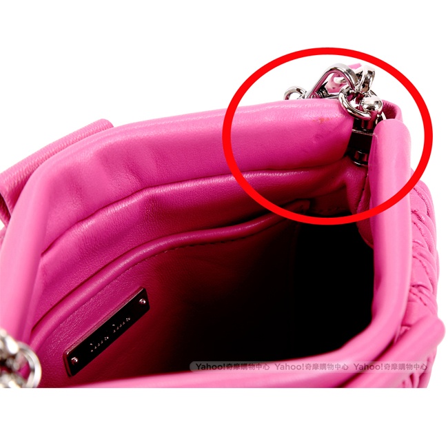 miu miu Nappa Crystal 桃紅色抓皺小羊皮鑽飾肩背包(展示品)