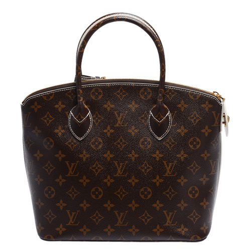 LV M40597 經典LOCKIT系列Monogram帆布白色皮革滾邊拉鍊手提包