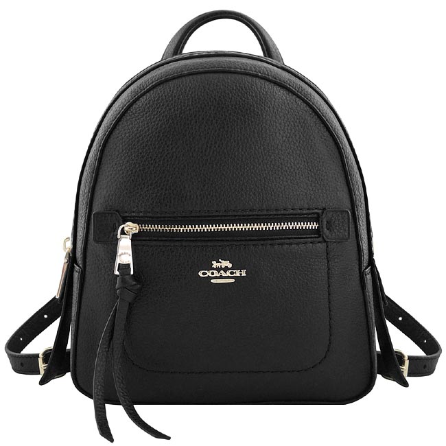 COACH 黑色荔枝紋皮革斜背/後背兩用包