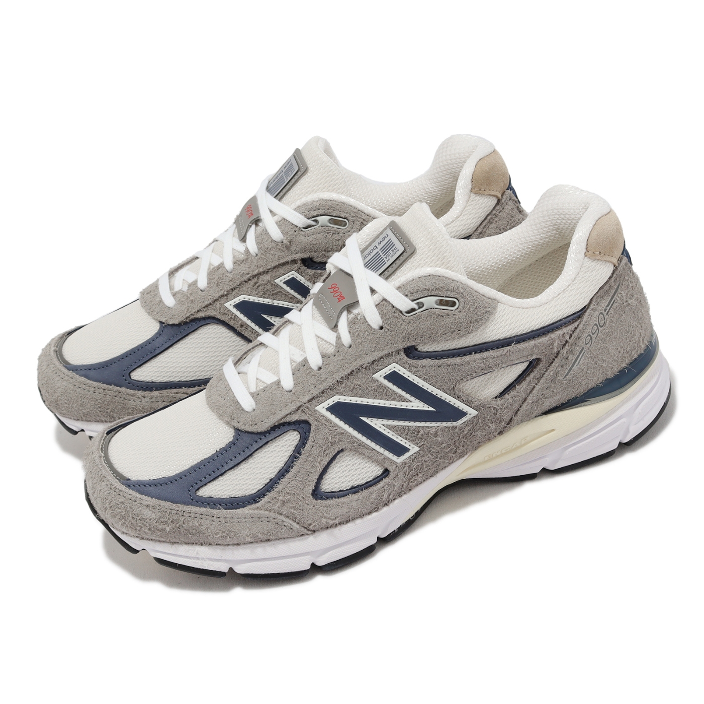 New Balance 休閒鞋990 V4 男鞋灰深藍美製麂皮復古拼接NB 紐巴倫