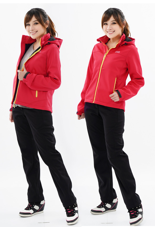 【遊遍天下】女款GlobeTex防水透濕防風刷毛軟殼外套GJ23010紅色