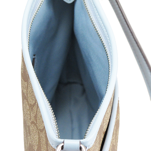 COACH小包-大CLOGO扁包(卡其綠藍)