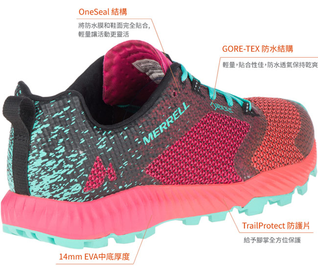 MERRELL ALLOUTCRUSH2 GTX 野跑女鞋-粉(39894)