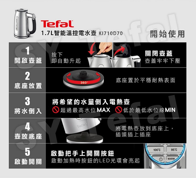 超值組★Tefal法國特福 1.7L健康智能溫控飲水特惠組