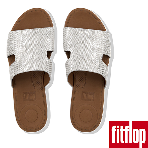 FitFlop H-BAR蛇紋厚底涼鞋白色