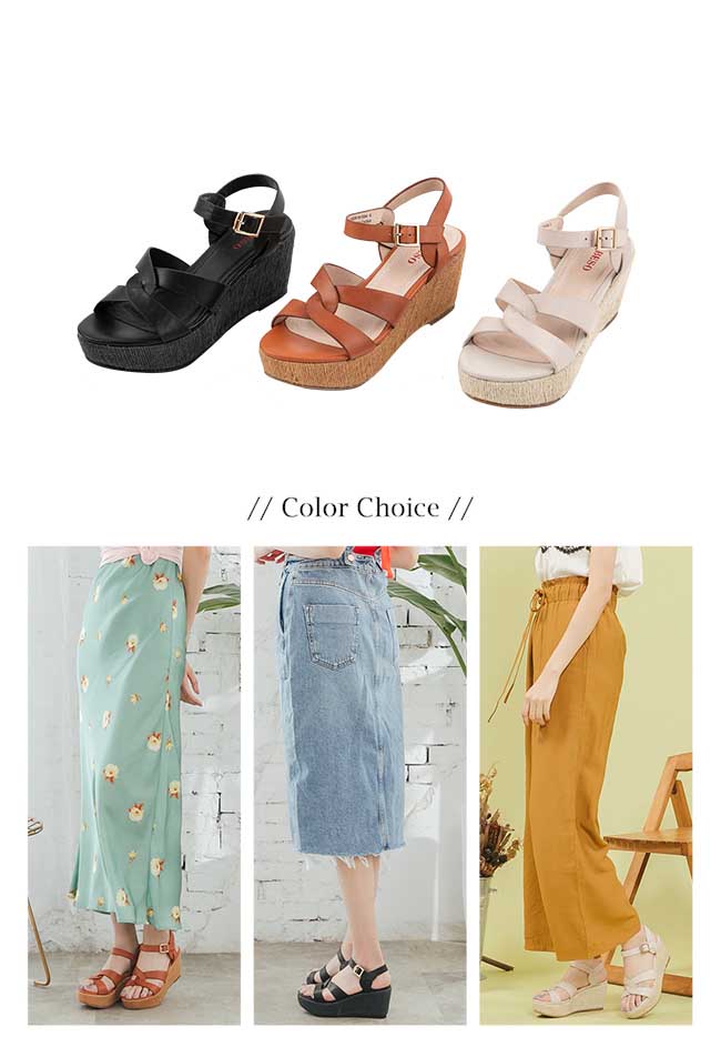 BESO 艷夏光陰 幾何楔型涼鞋~黑