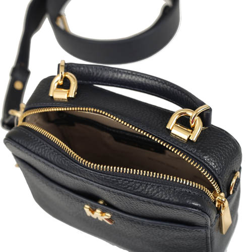 Michael Kors Mott 金字荔枝皮革迷你手提斜背包(黑)