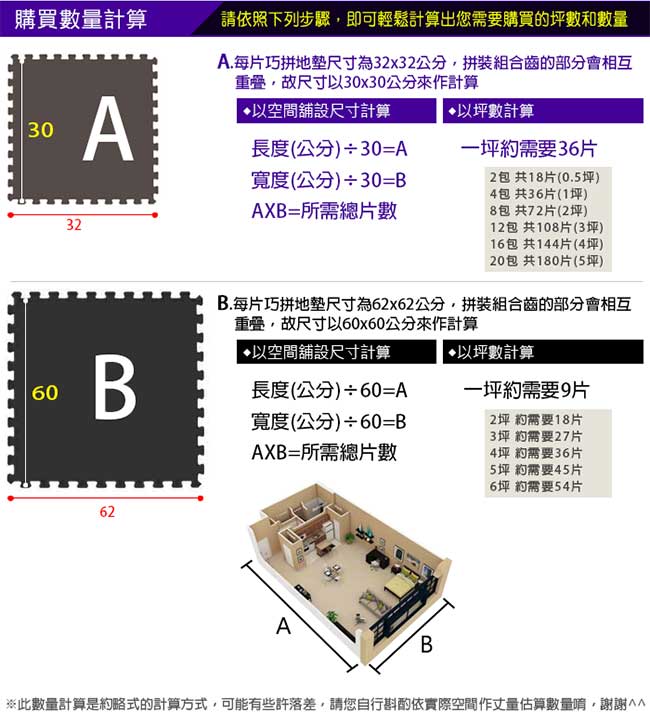 Abuns 樂活居家仿鵝卵石按摩健康步道踏墊(36入裝-適用2坪)