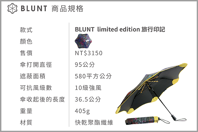 BLUNT 旅行印記 XS_METRO 完全抗UV 折傘