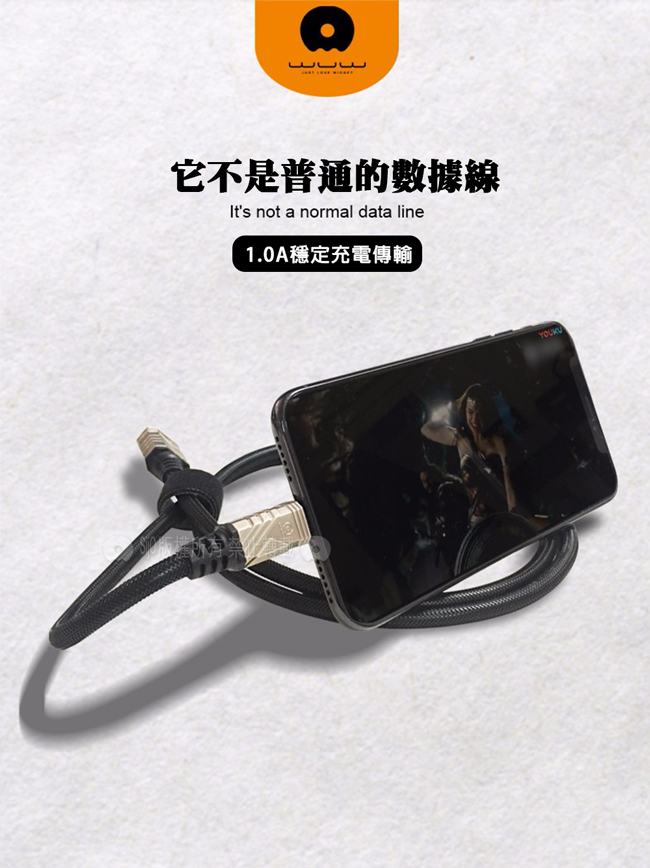 加利王WUW Type-C USB 鋼鐵俠編織耐拉傳輸充電線(X63)3M
