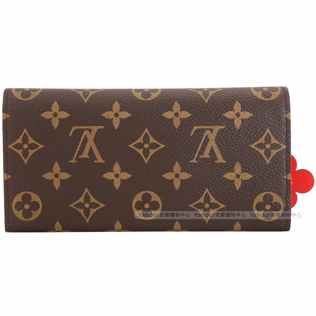 LV M62941 EMILIE Monogram 經典圖騰紅花釦式長夾