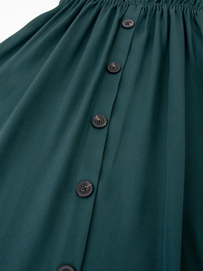 H:CONNECT 韓國品牌 女裝-縮腰排扣細肩帶洋裝-藍綠色