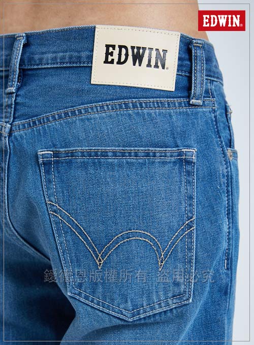 EDWIN 503基本復古牛仔短褲-男-石洗藍