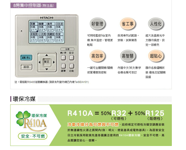 日立2-3坪變頻冷專分離式冷氣機組 RAS-22QK1/RAC-22QK1