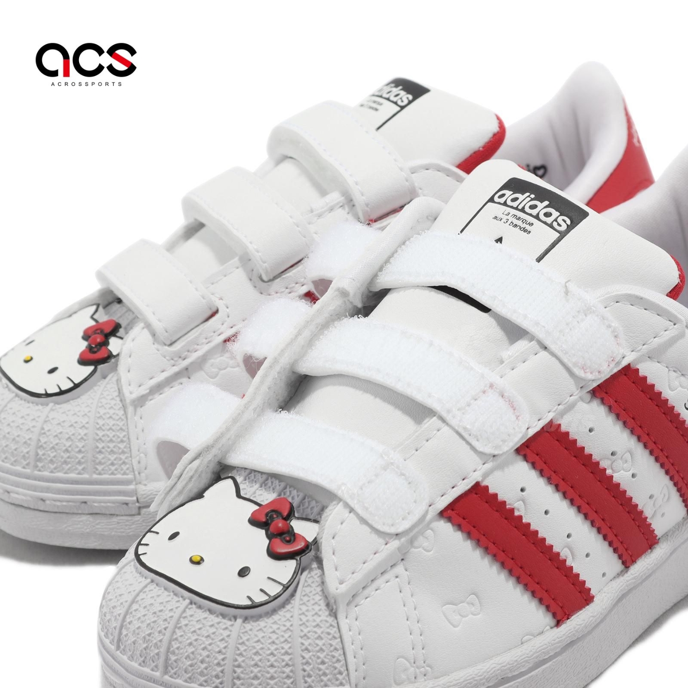 adidas 童鞋Superstar CF C 中童白紅Hello Kitty 聯名愛迪達魔鬼氈