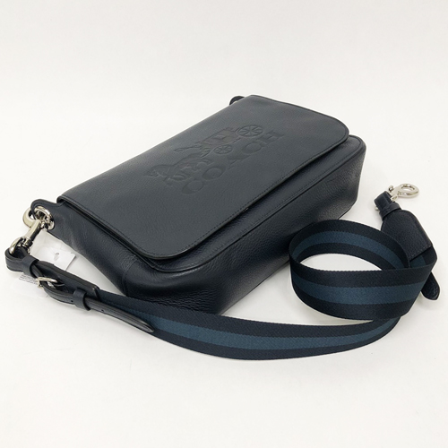 COACH 2019新款大馬車壓印牛皮掀蓋斜背包(海軍藍)