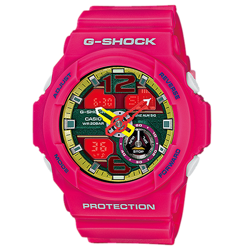 G-SHOCK 桃花盛開玩色雙顯運動錶(GA-310-4A)-桃紅x55mm