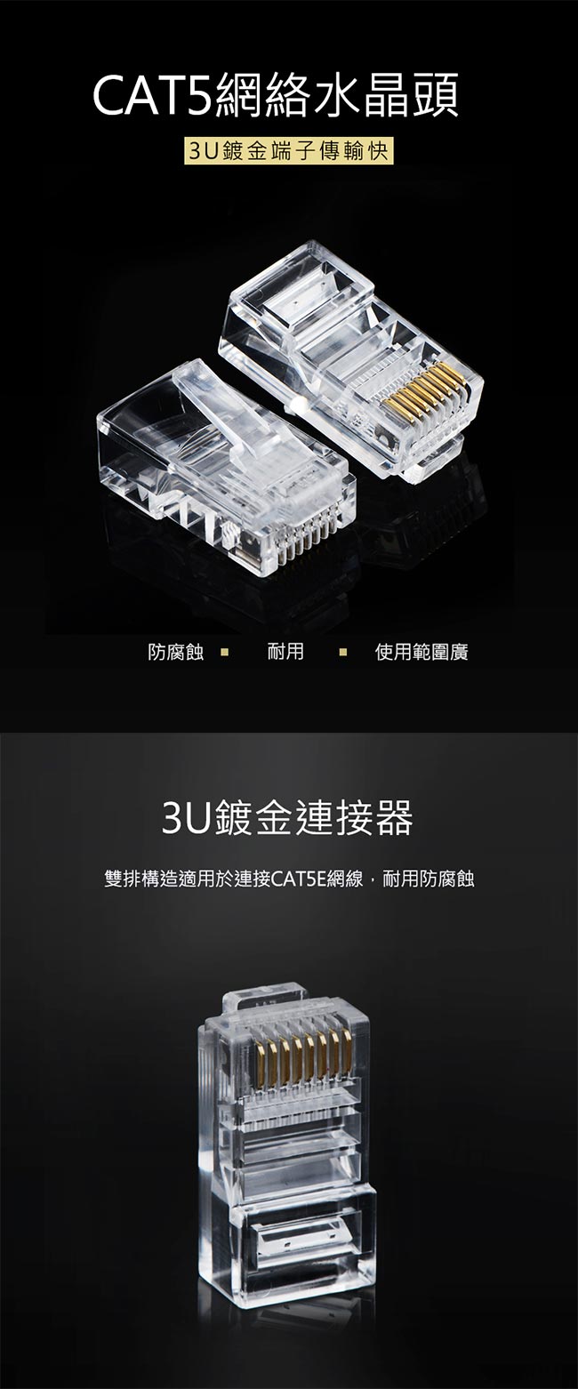 綠聯 CAT5 RJ45 8P8C網路水晶頭 10PCS