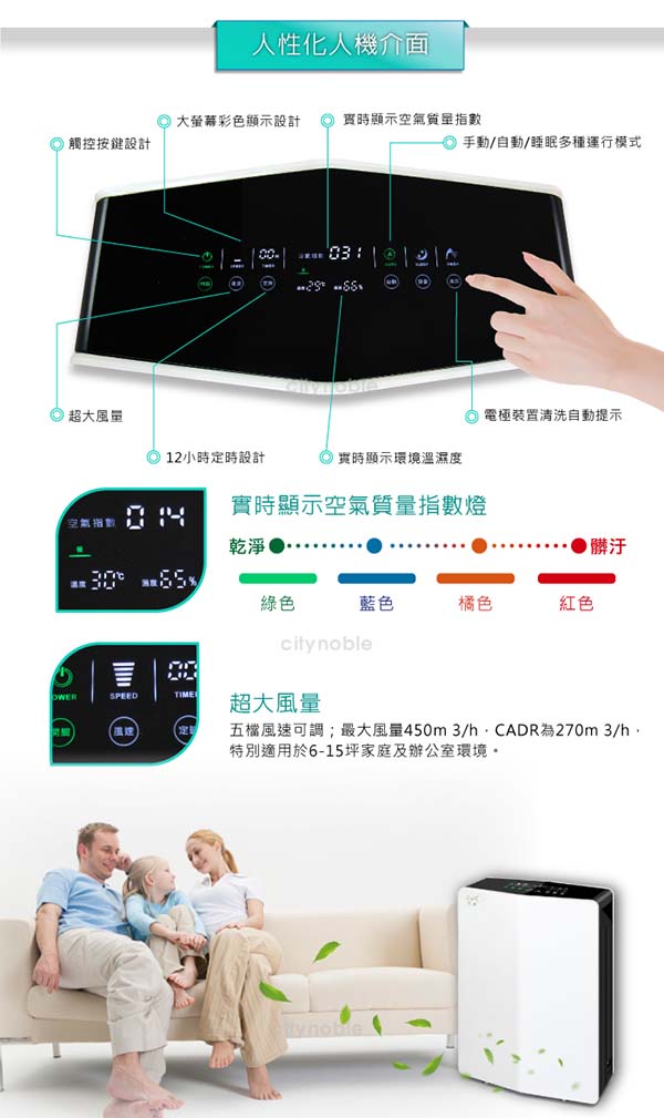 【日虎】空氣清淨機(馬達保固3年 零耗材 雙靜電負離子 6-15坪使用)