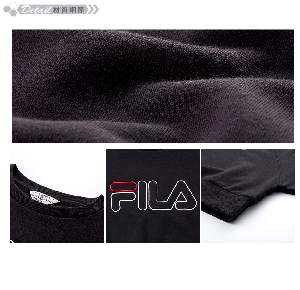 FILA #LINEA ITALIA 長袖圓領T恤-黑 5TET-5422-BK