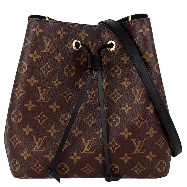 LV M44020 Monogram 經典LV花紋黑色伸縮背帶水桶包