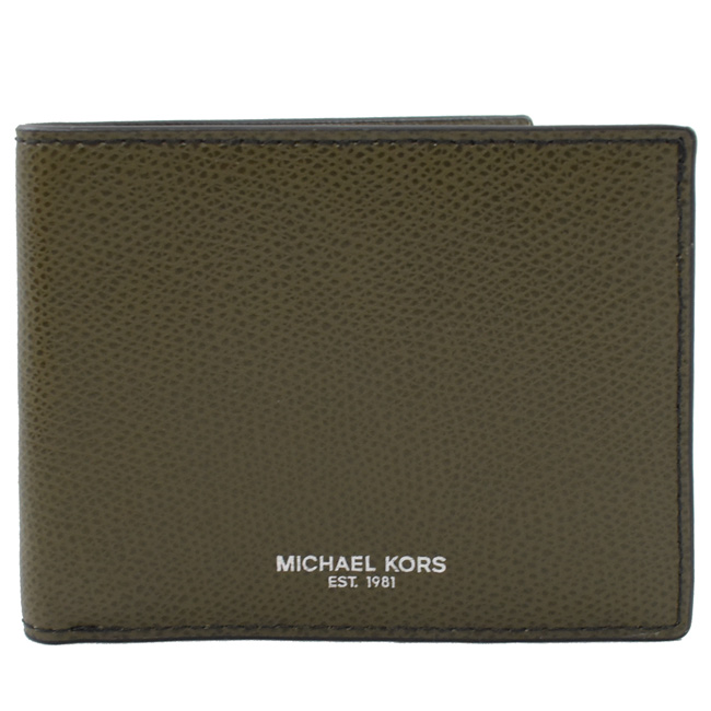 MICHAEL KORS WARREN牛皮對開六卡短夾(橄欖綠)