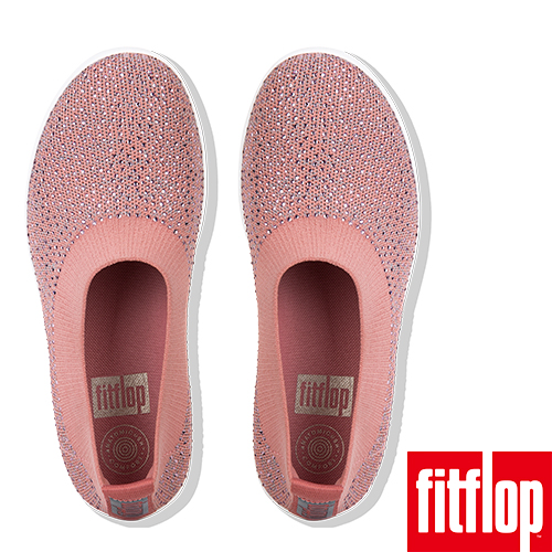 FitFlop UBERKNIT CRYSTAL BALLERINAS-灰粉