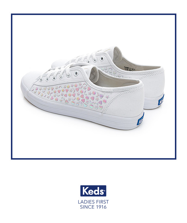 Keds KICKSTART 閃爍星空帆布鞋-白