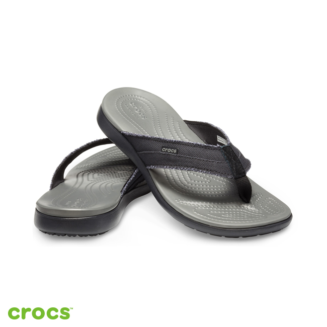 Crocs 卡駱馳 (男鞋) 聖克魯茲帆布人字拖 205612-0DD