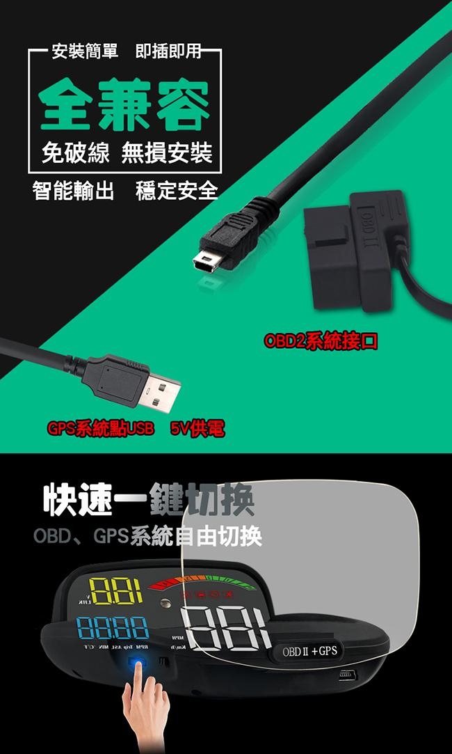 FLYone C800 HUD OBD2/GPS 雙系統多功能汽車抬頭顯示器-自