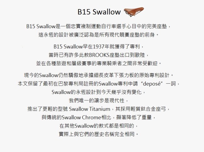 【BROOKS】B15 Swallow Chrome Unique 皮革座墊