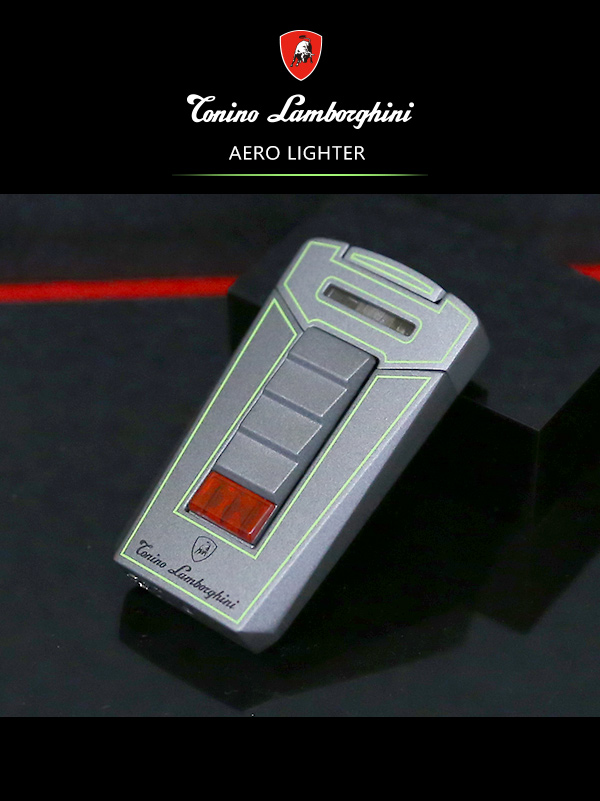 藍寶堅尼Tonino Lamborghini AERO LIGHTER 打火機(灰底綠線)