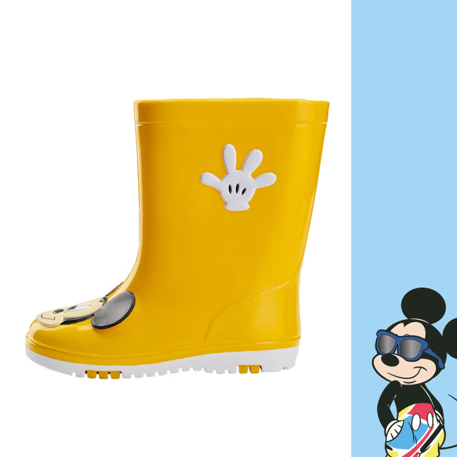 迪士尼童鞋 米奇 立體雨鞋中筒靴-黃