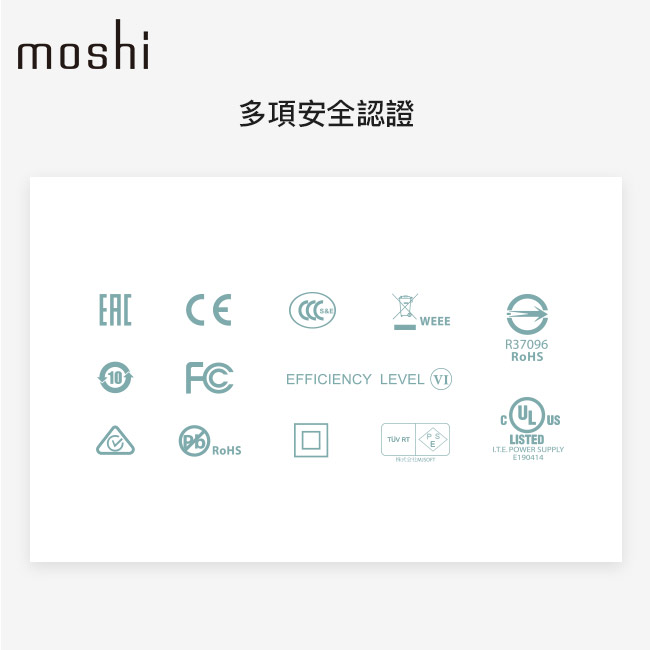 Moshi ProGeo 旅充系列 USB-C 及USB 雙端口充電器 (42W)