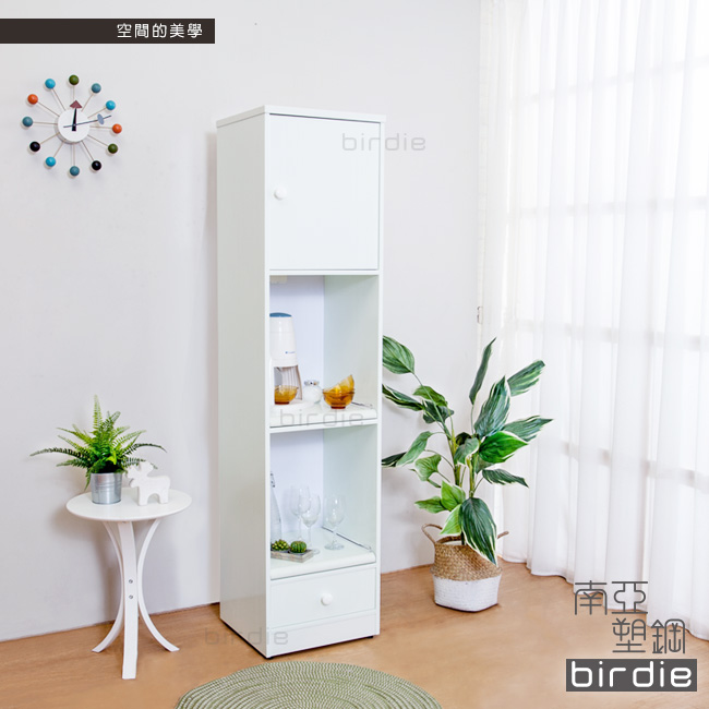 Birdie南亞塑鋼-1.5尺一門一抽二拉盤塑鋼電器櫃(白色)44x41x180cm