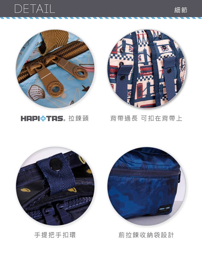 日本HAPI+TAS 可手提 折疊後背包 深藍迷彩