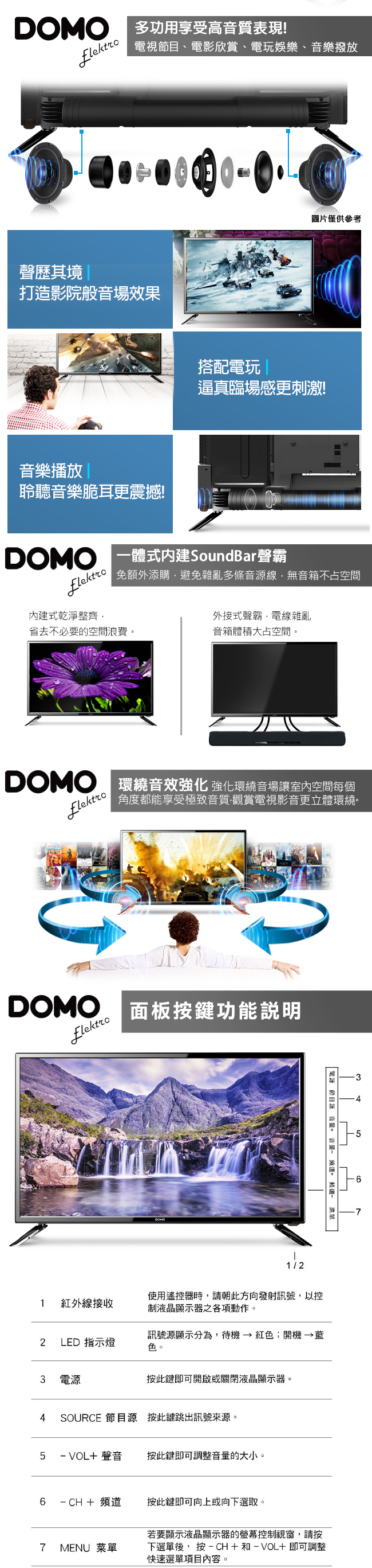 【DOMO】32型HD超級聲霸多媒體液晶顯示器+類比視訊盒(DOM-32B05.S)