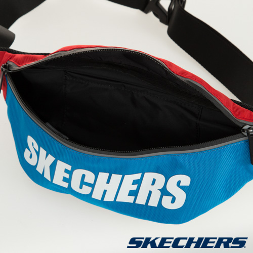 SKECHERS 印字腰包 藍 - SMBUS19D006-BLUE