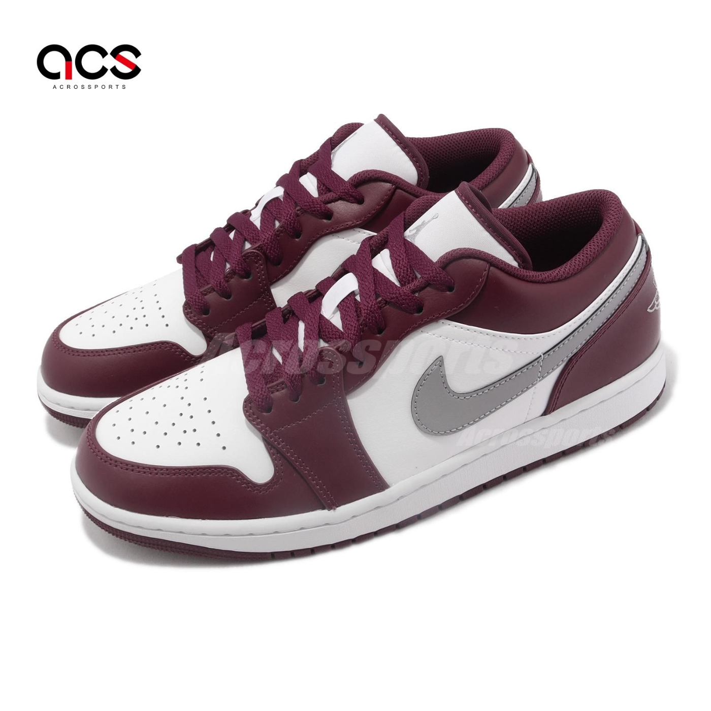 Nike Air Jordan 1 Low 男鞋酒紅灰經典AJ1 低筒Bordeaux 553558-615