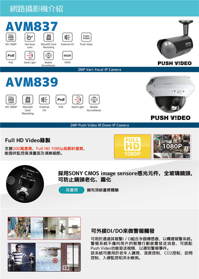 AVTECH FULL HD 3室外1室內監控套裝方案