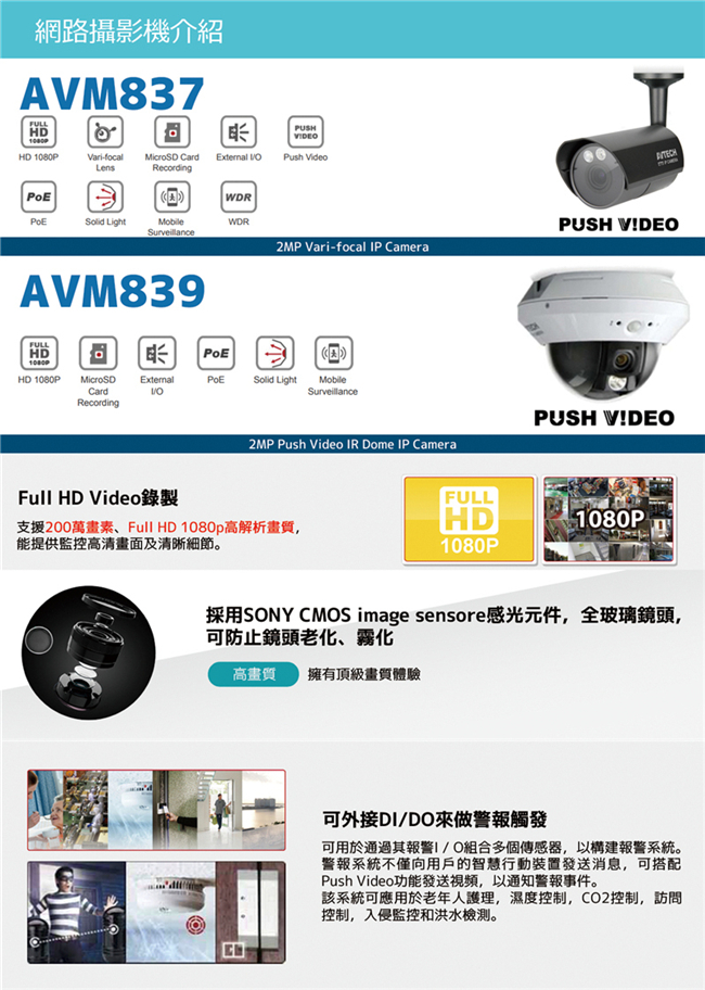 AVTECH FULL HD 1室外3室內監控套裝方案