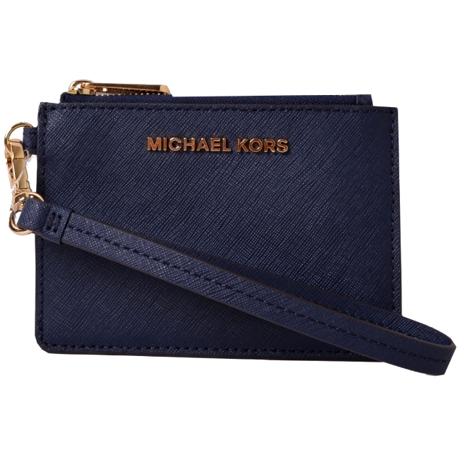 MICHAEL KORS KINSLEY 卡片吊飾零錢包卡夾包-深藍