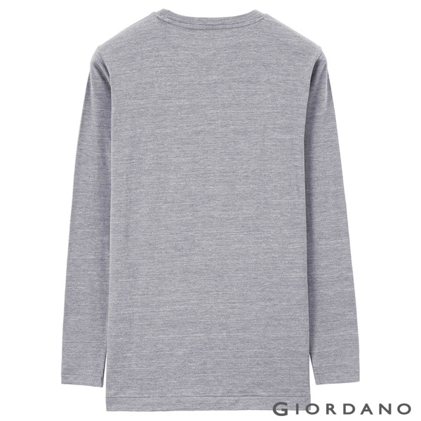 GIORDANO 男裝Beau-warmer plus+彈力V領極暖衣-03 灰色