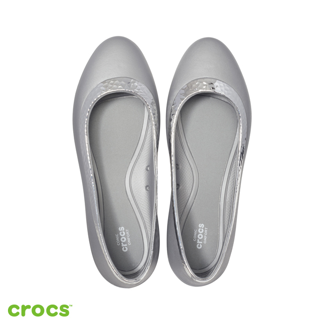 Crocs 卡駱馳 (女鞋) 莉娜鑲邊女士平底鞋 205783-00N