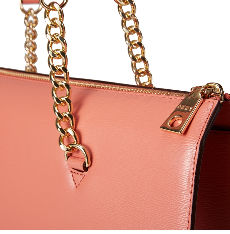 DKNY LOGO淑女手提鍊包 粉