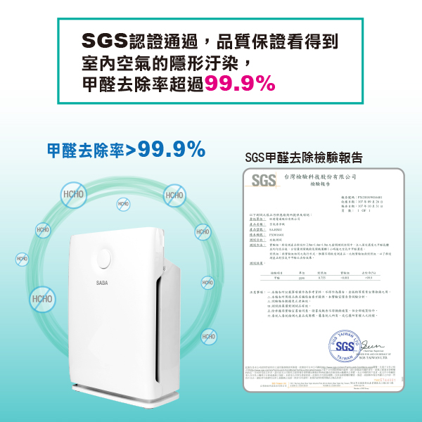 SABA 5-10坪 PM2.5偵測抗敏 空氣清淨機 SA-HX02﻿